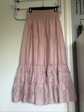 HALARA Pale Pink Tiered Maxi Skirt